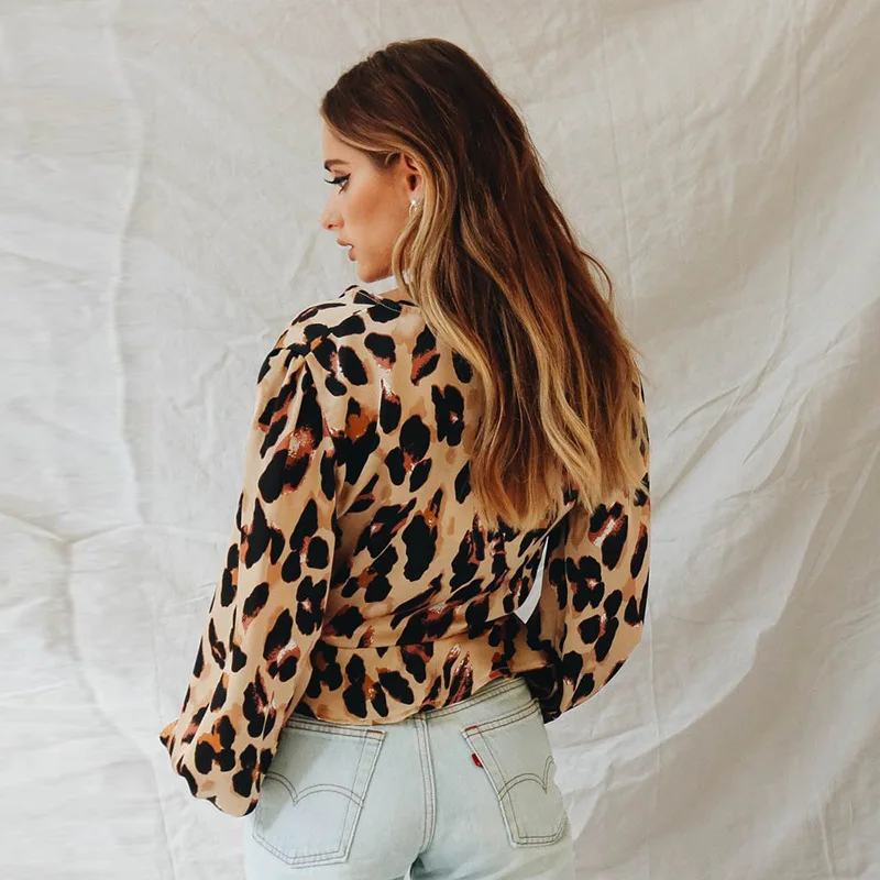 Офисная Женская рубашка с леопардовым принтом в стиле ретро Сексуальная