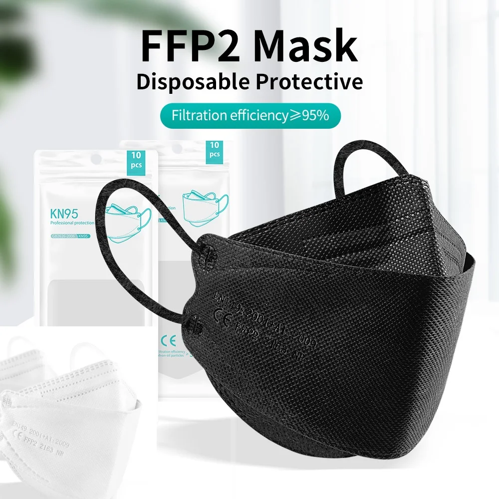 Черная маска с рыбками FPP2 KN95 негра маски Homologada черная респираторная ffp2mask
