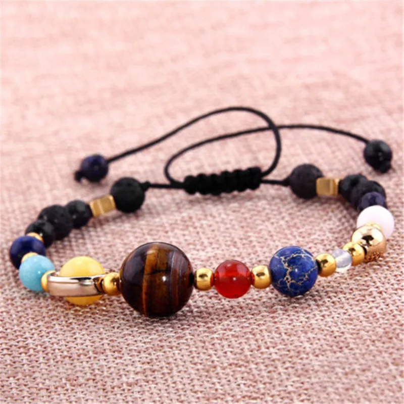 

Cosmic galaxy solar system bracelet female transfer beads eight planets natural hand-woven student beads