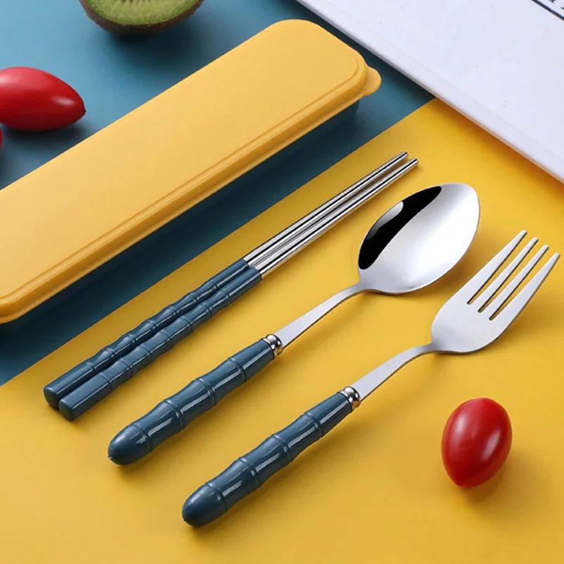 

Столовые приборы из нержавеющей стали 304, портативные столовые приборы, офисный Рабочий стол, портативные столовые приборы