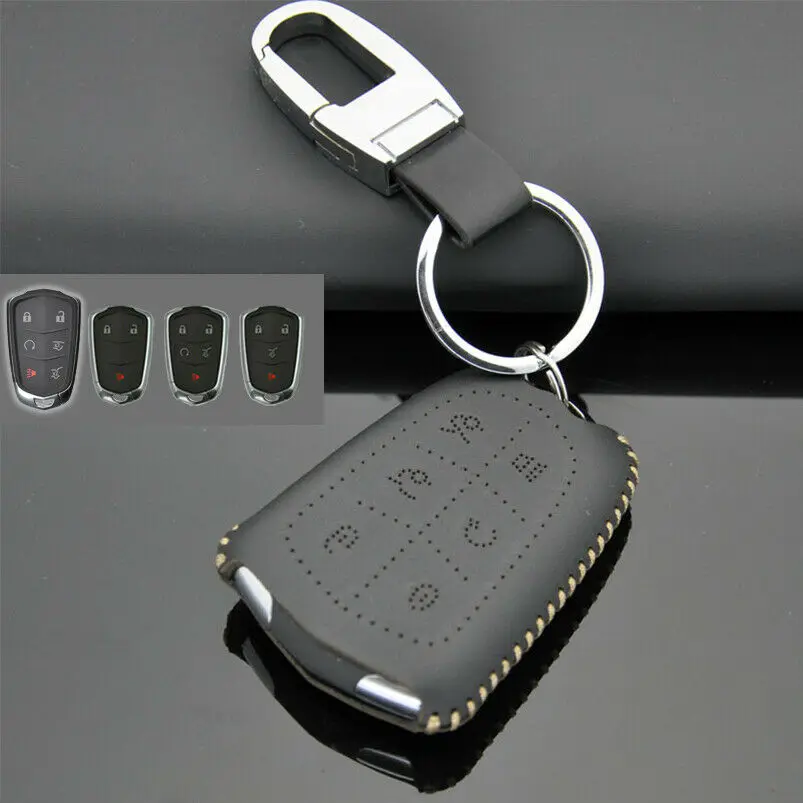 

Retro Style Genuine Leather Car Key Case Cover Holder For Cadillac Escalade ESV SRX CTS CT6 XT5