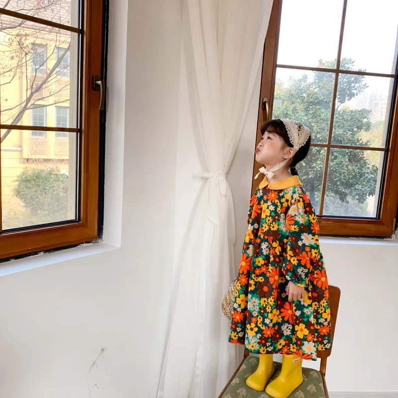 

Floral Girls Dress Floral Kids Dresses Girls Long Sleeve Princess Dress Children Clothes Girls Casual Dress 1-7Y Vestido