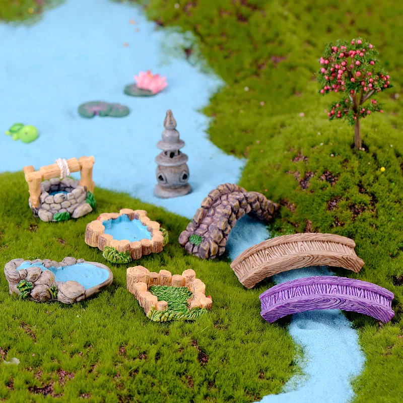 Миниатюрные фигурки черепашек маяка мини мостовые мох для поделок микро