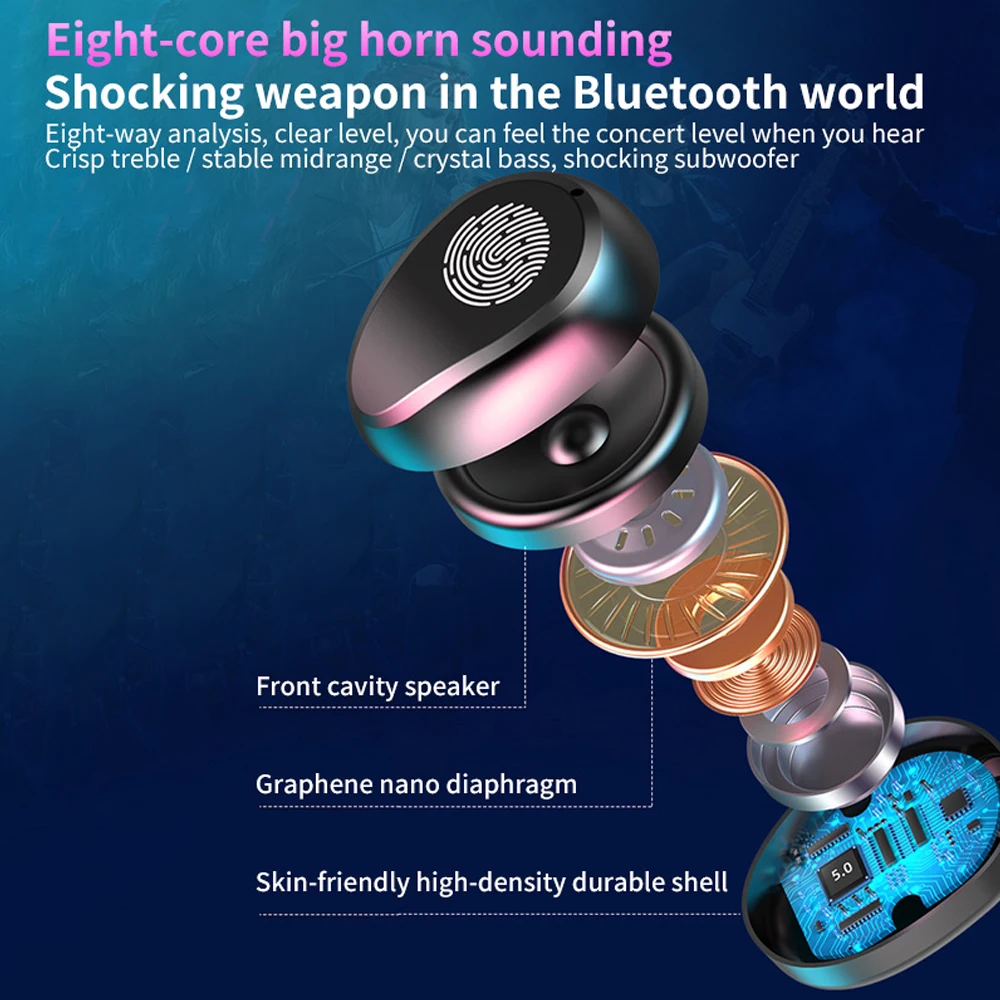 

Tws Bluetooth 5.0 Headset Led Digital Display Charging Box Wireless Headset 9d Stereo Sports Waterproof Earbud Headset