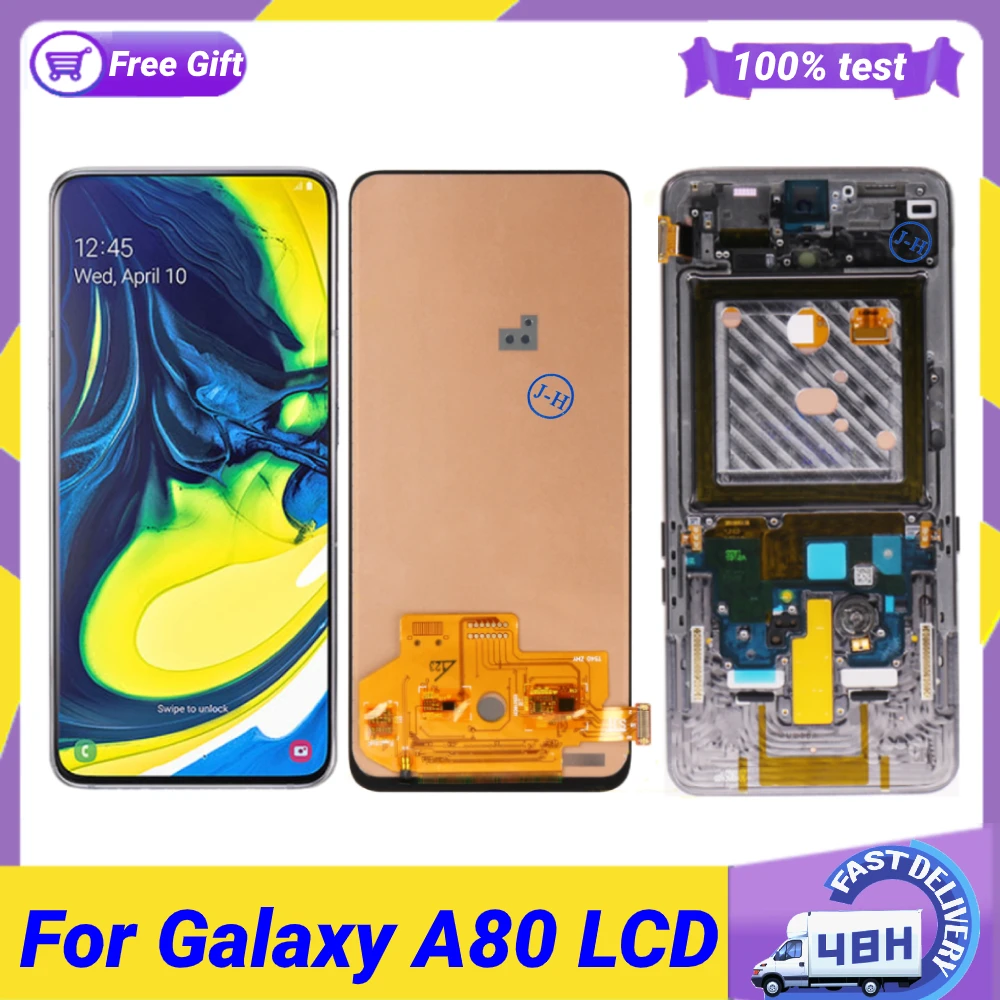 

ЖК-дисплей Pantalla для Samsung Galaxy A80 A805F/DS A805FD, ЖК-дисплей с сенсорным экраном и дигитайзером в сборе для Samsung A 80, ЖК-дисплей