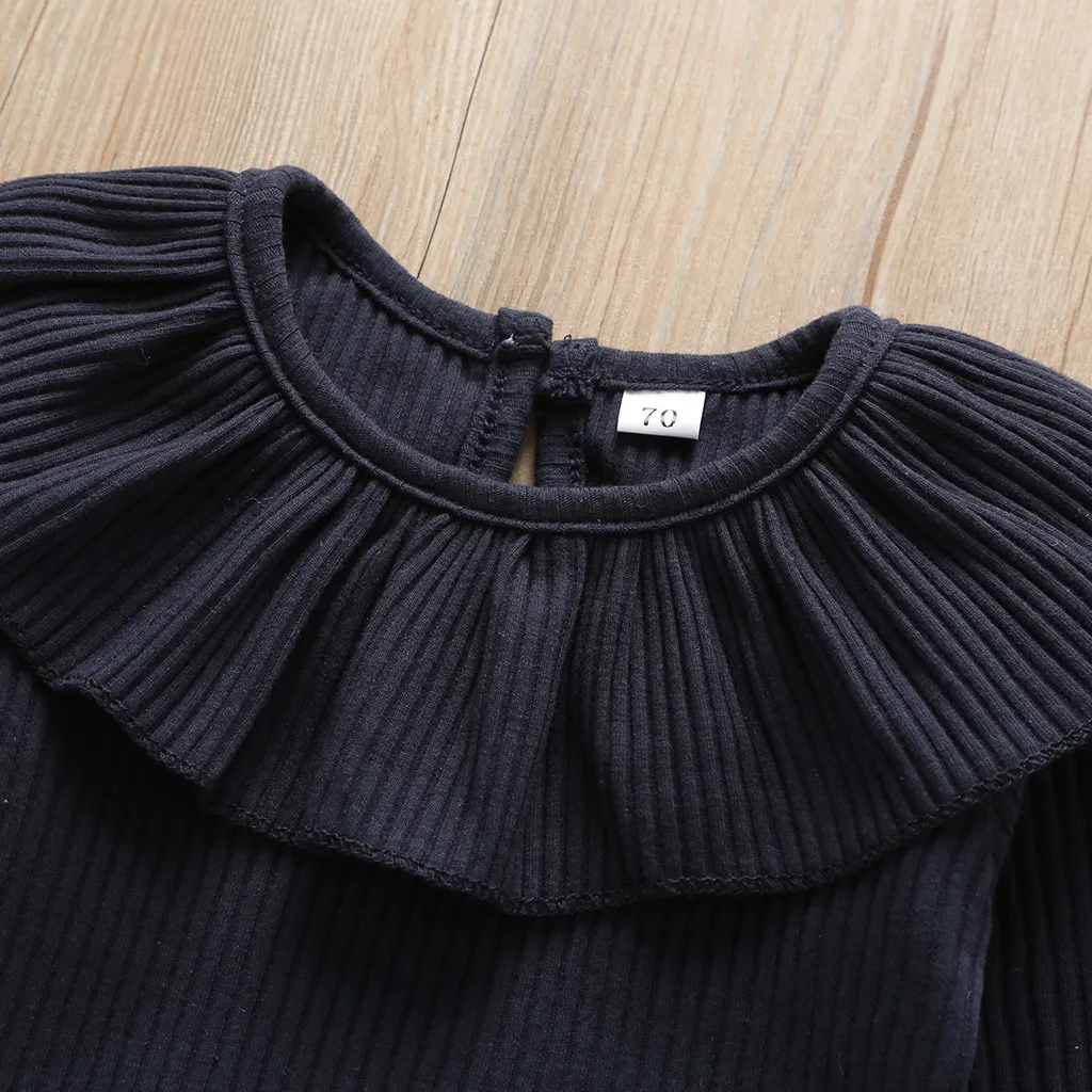 Toddler Baby Girl Clothes Knitted Ruffle Tops Long Sleeve Pure Color T-Shirt Leggings Pants Outfits 2Pcs Set Autumn Clothing | Детская