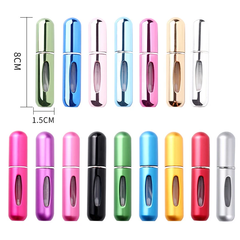 Многоразовый мини парфюмерный флакон с распылителем 5 мл Алюминиевый