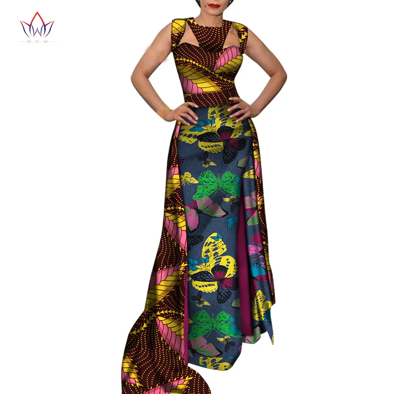 African Dresses for Women Dashiki Sleeveless Hollow Long African Clothes for lady Sweet Traditional Dress for Party WY5818