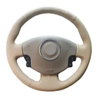 Ручное шитье чехол рулевого колеса автомобиля Wrap кожа бежевого цвета из замши для Renault Megane 2 2002-2009 Scenic 2 (Grand Scenic) Kangoo 2