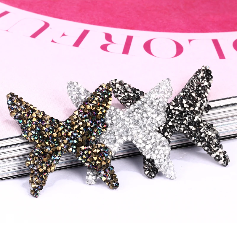 Блестящие стразы 28x30 мм с бабочкой без горячей фиксации плоским основанием не