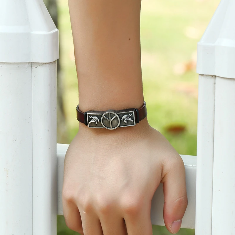 Модный винтажный Браслет-манжета в стиле ретро из натуральной кожи с пряжкой