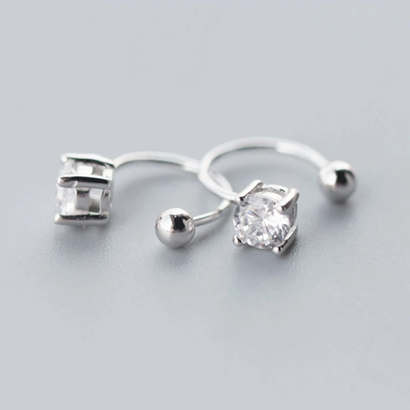 Colusiwei сверкающий чистый CZ корейский клип серьги простые геометрические 925 пробы