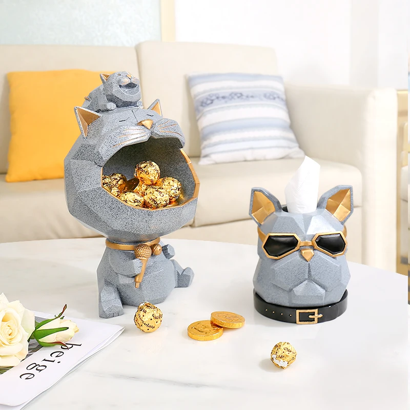 3D статуя кота скульптура украшения дома аксессуары Мода коробка для хранения декоративная фигурка для дома орнамент Свадебные украшения