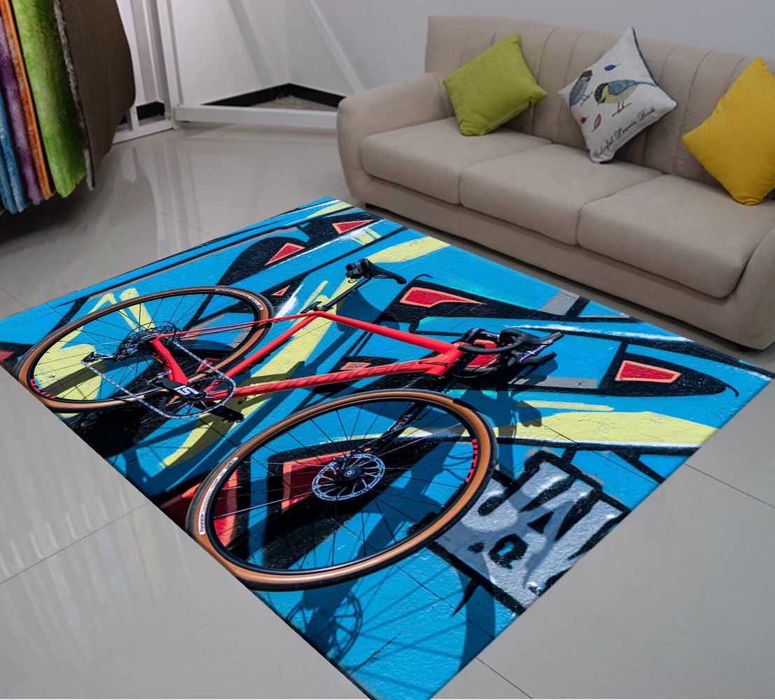 

Bicycle Rug Beautiful Pattern Floor Mat 3D Print Transportation Carpet Welcome Doormat Kids Gift Bedroom Living Room Rugs