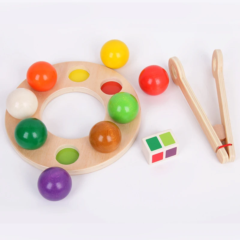 

Wooden Paper Clip Balls for Rainbow Brain, Fava Toy, Billiard Practice, Hand, Eye Coordination, Toys