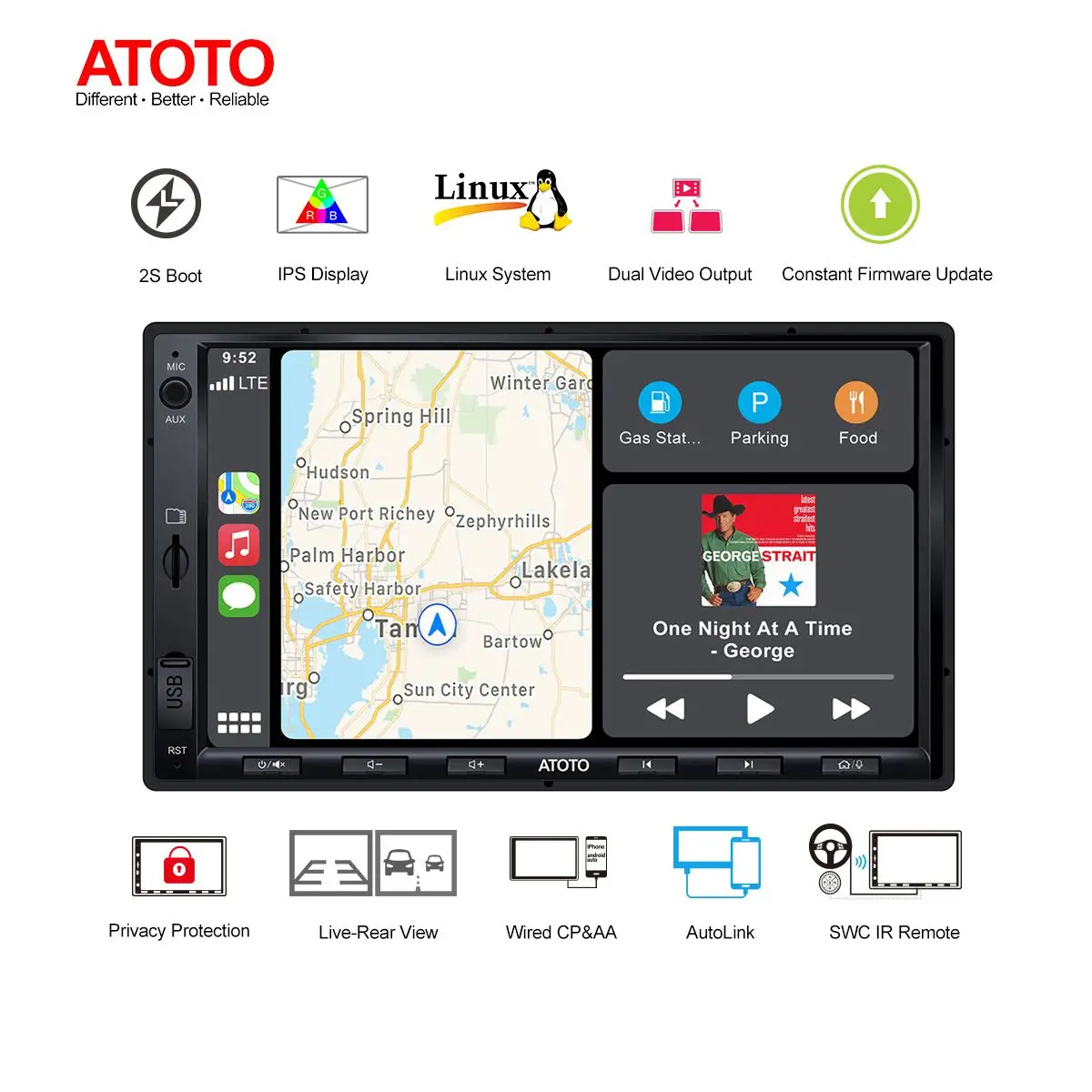 Автомагнитола ATOTO F7 мультимедийный плеер с 7 &quotэкраном под Linux функцией громкой