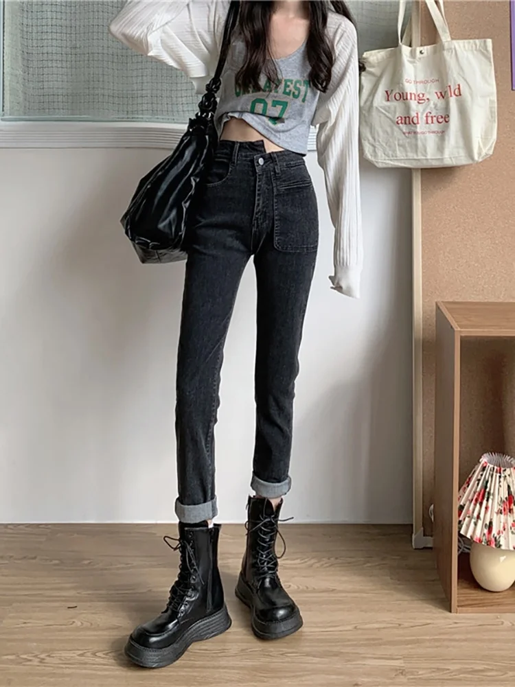High Waist Jeans Women's Early Autumn 2021 New Design Sense Spring And Temperament Leggings Pencil | Женская одежда