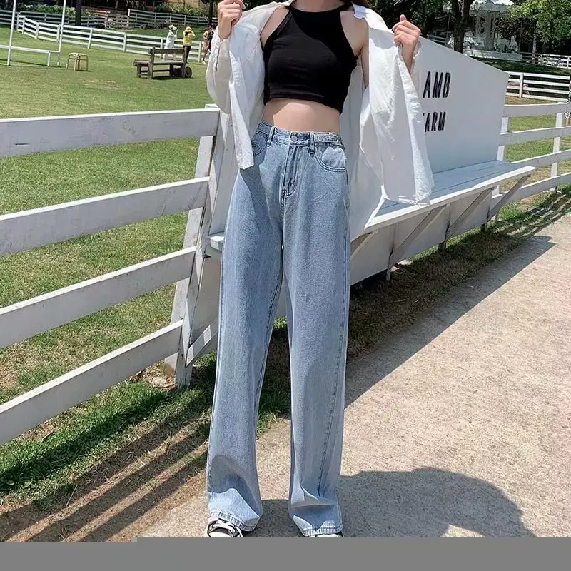 

2021 Jeans High Waist Clothes Wide Leg Denim Clothing Blue Streetwear Vintage Quality 2020 Fashion Harajuku Straight Pants Woman