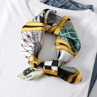 Новинка 2021, Шелковый квадратный шарф, Женская Бандана с рисунком, модная шаль и палантин, шейный платок, женская сумка, шарфы, хиджаб