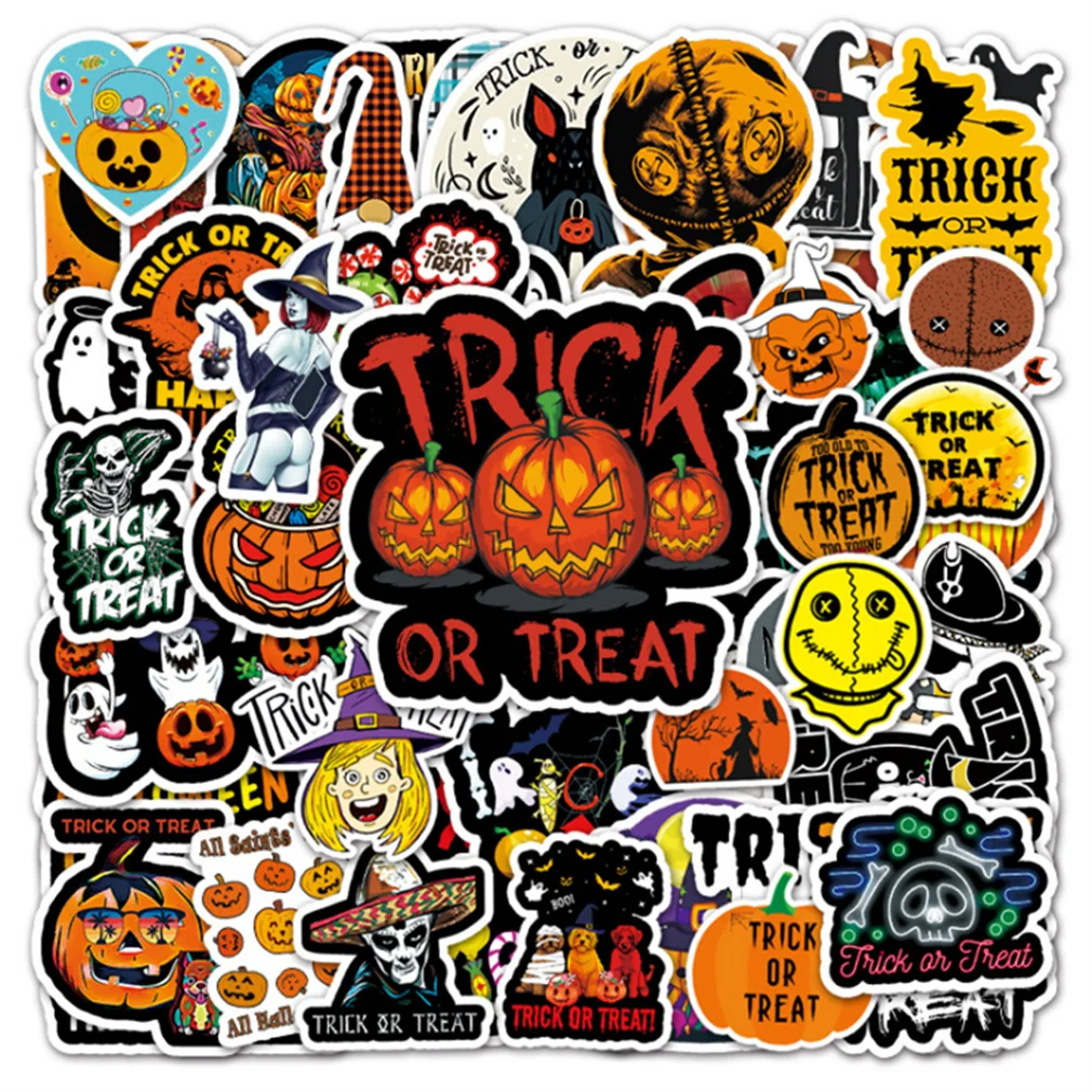 

10/30/50PCS Halloween Cartoon Scary Pumpkin Head Waterproof Graffiti Suitcase Diary Skateboard Toy Decoration Sticker Wholesale