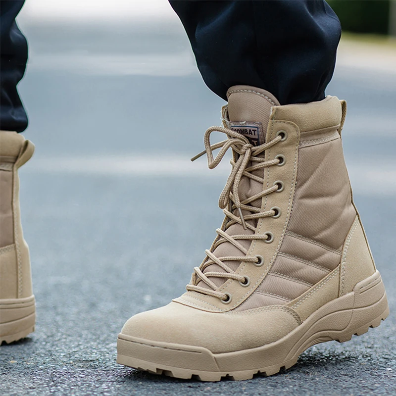 

Men Outdoor Military Tactical Combat Boots Breathable Oxford Wear Resistant Waterproof Boot Non-Slip Desert Climbing Sports Shoe