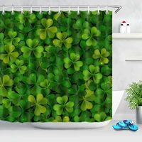 st patricks day clover shower curtain green lucky shamrocks bath curtain with hooks bathtub bathroom accessories non slip mat