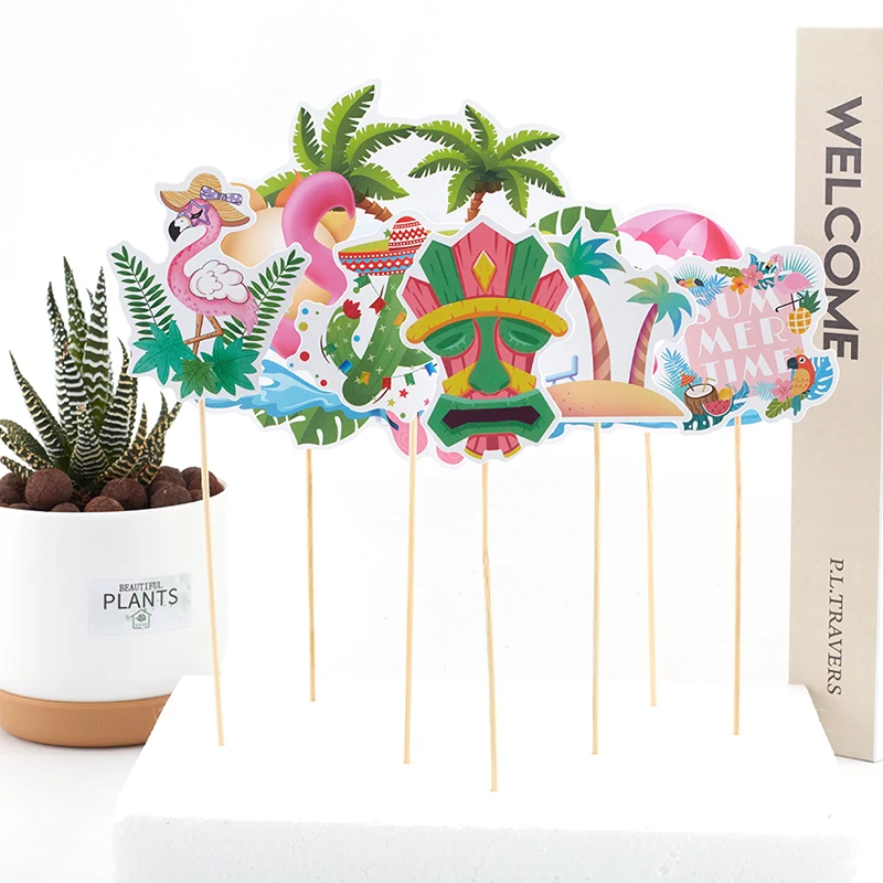 

Flamingo Cupcake Toppers First Birthday Party Baby Shower Hawaii Party Decorations Kids Adult Wedding Cake Dessert Flag balloon