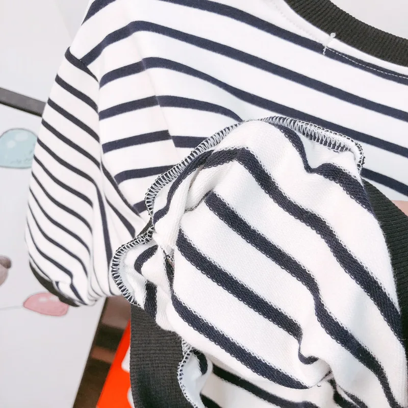 Толстовка в полоску с длинным рукавом для маленьких мальчиков детская одежда на