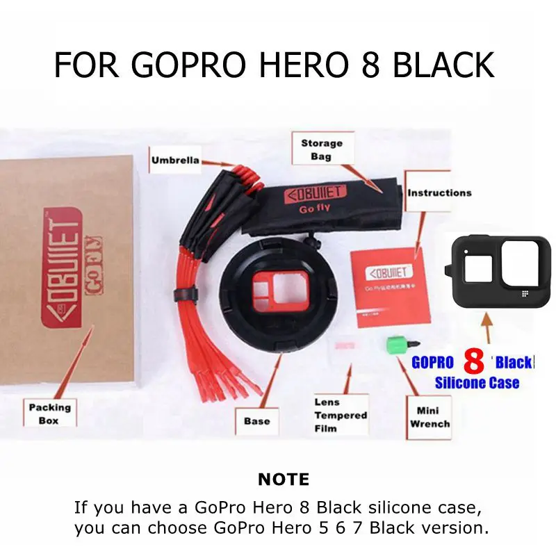 Для GoPro 8 Парашютная птица Летающая фотография кронштейн Подставка для Go Pro Hero 5 Hero 6 Hero 7 8 черная рамка воздушный вид аксессуары - Цвет: B Package