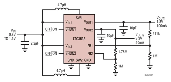 LTC3535EDD LTC3535 LDWV-двухканальный синхронный пошаговый преобразователь постоянного