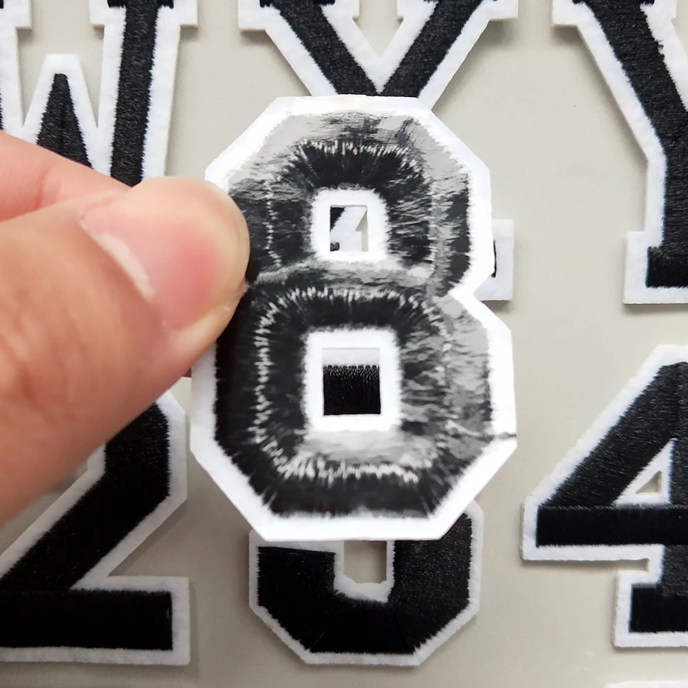 

26 English Alphabet Black Letters Embroidery Patches For Clothing Iron on DIY Patch Applique Clothes Stickers Numbers 0-9 Badge