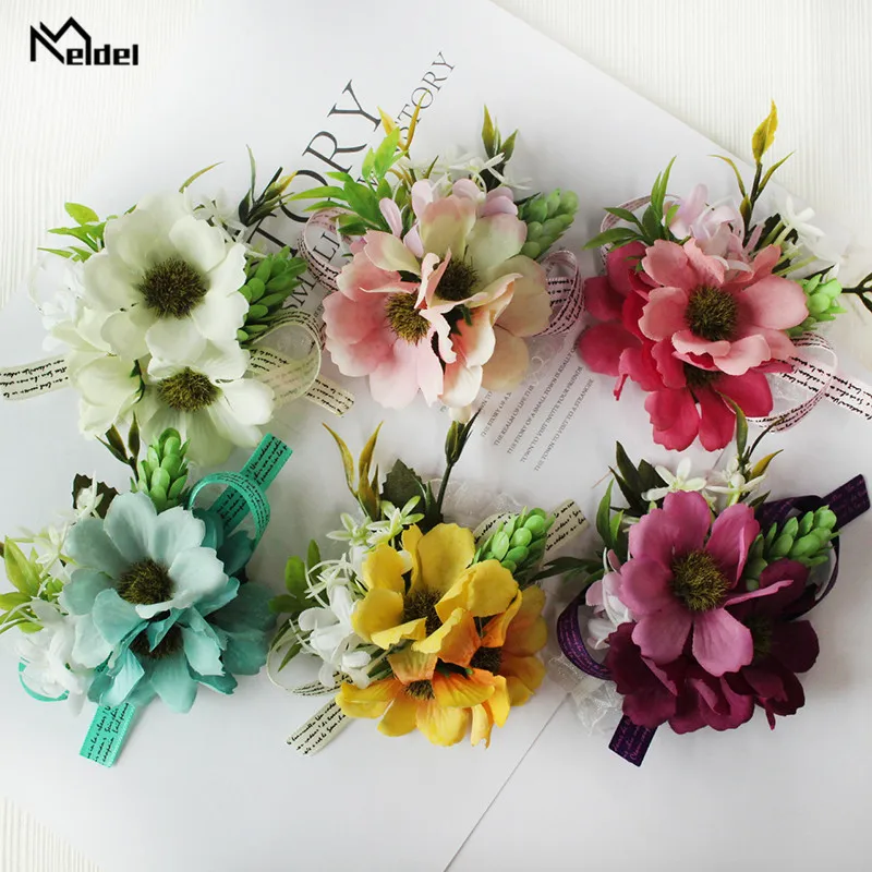 Meldel шелковая Гортензия бутоньерка для шафера свадебные цветочные бутоны