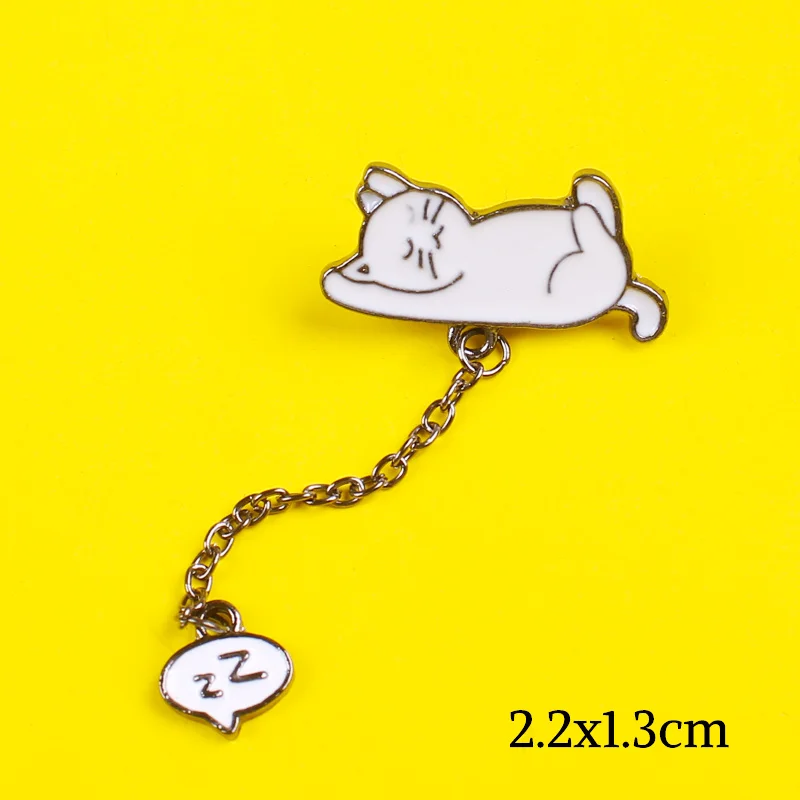 Набор с цепочкой и животными декоративные булавки Кит кот кролик металлические