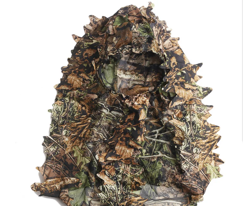 New Camouflage Leafy Hunting Ghillie Suits Hood Green Head Net Eyehole Opening and Leaf Pattern Accessories | Спорт и развлечения