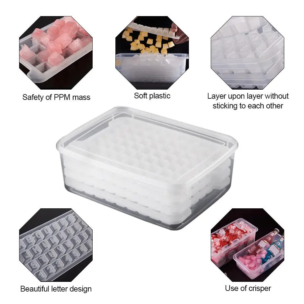 Лоток для кубиков льда контейнер хранения с герметичной Блокирующей крышкой