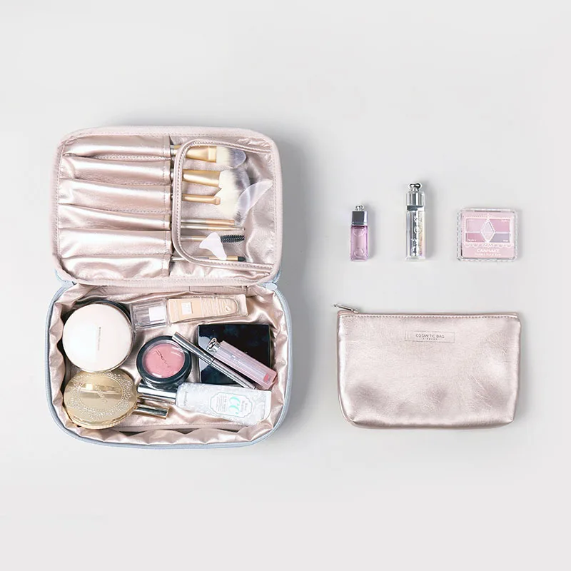 

Set 2 in 1 travel cosmetic bag makeup pouch for SPA bathroom Lady elegant wash bag set
