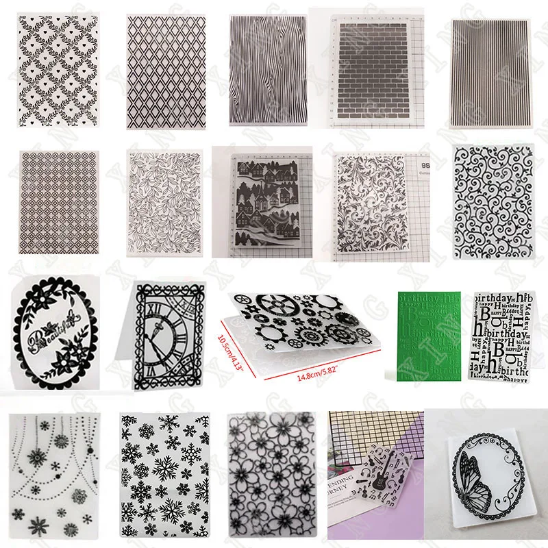 

New 3D Background Letters Gears Butterfly Garlands Various Plastic Embossing Folder Diy Scrapbooking Paper Craft Card Decoration