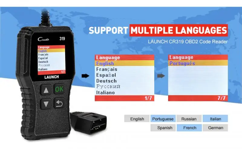 LAUNCH CR319 OBD2 сканер поддержка полной OBD II/EOBD Launch Creader 3001 автоматический диагностики PK