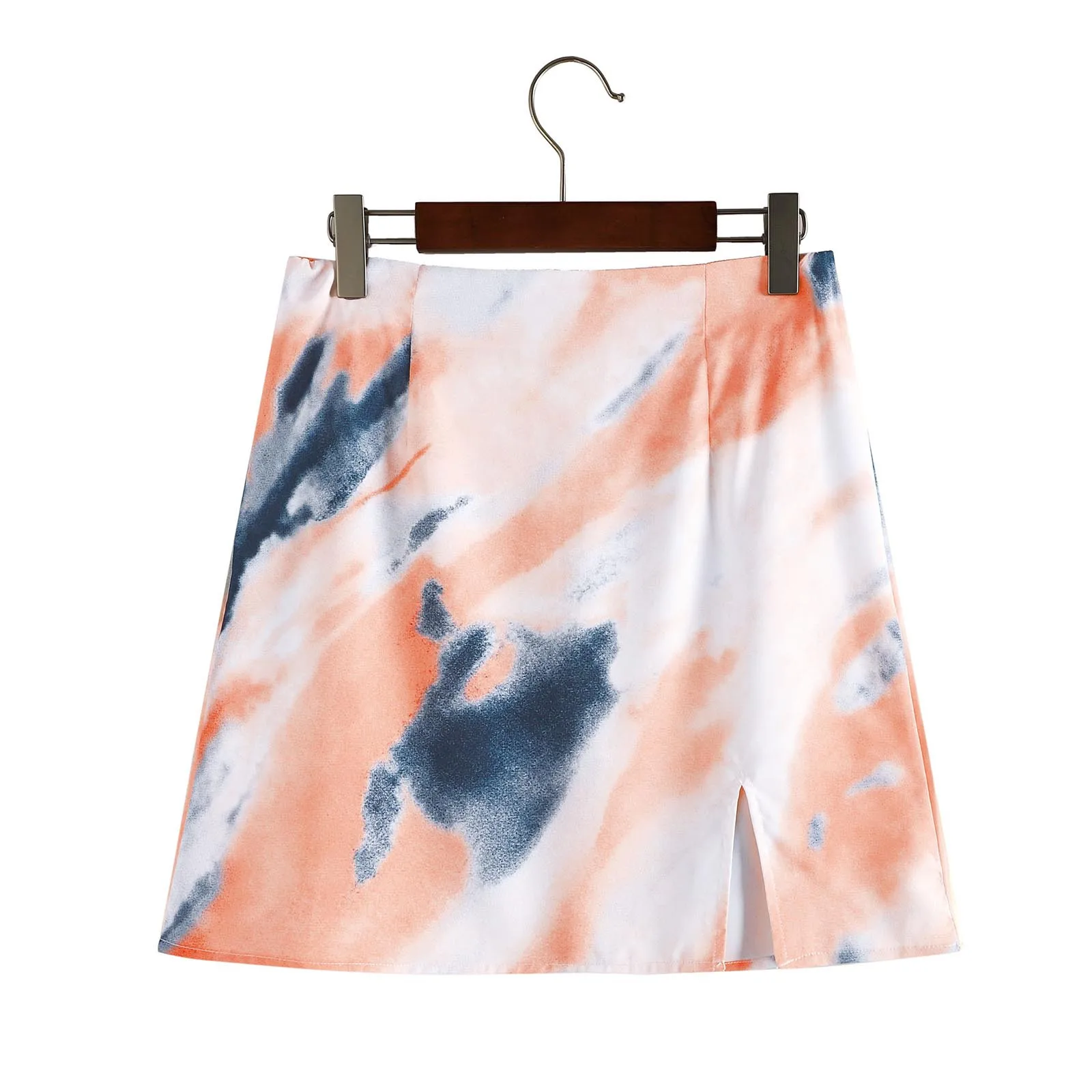 

Fashion Women Casual Print A-line Slitting Slimming Short Skirt Ladies Bag Hip Skirt Zipper High Waist Print Skirt Skirt#g