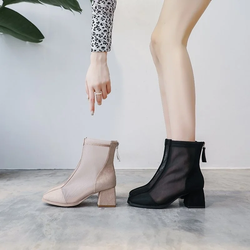 

mesh boots women's 2021 thin spring new breathable hollow locomotive boots women