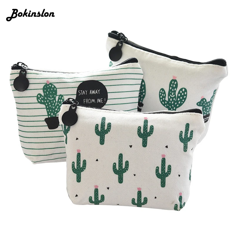 Bokinslon Холст треугольник кактус портмоне сумка Мини Мода Портмоне ключ унисекс |