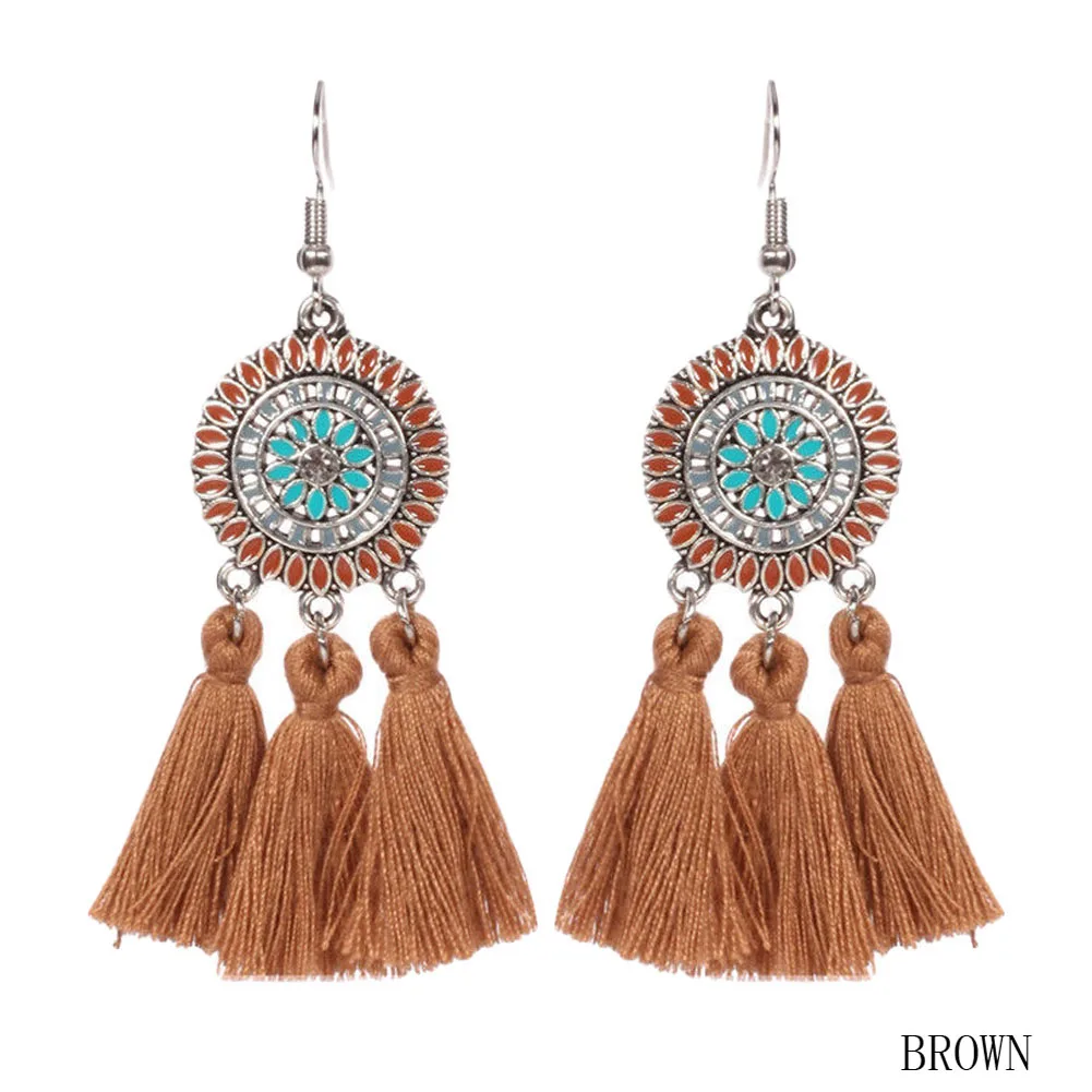 

Tassel Charm 2021 Necessaries Funny Design Earrings Stylish Beauty Bohemian Creative Woman Jewelry Accessory 1 Pair 4 Colors
