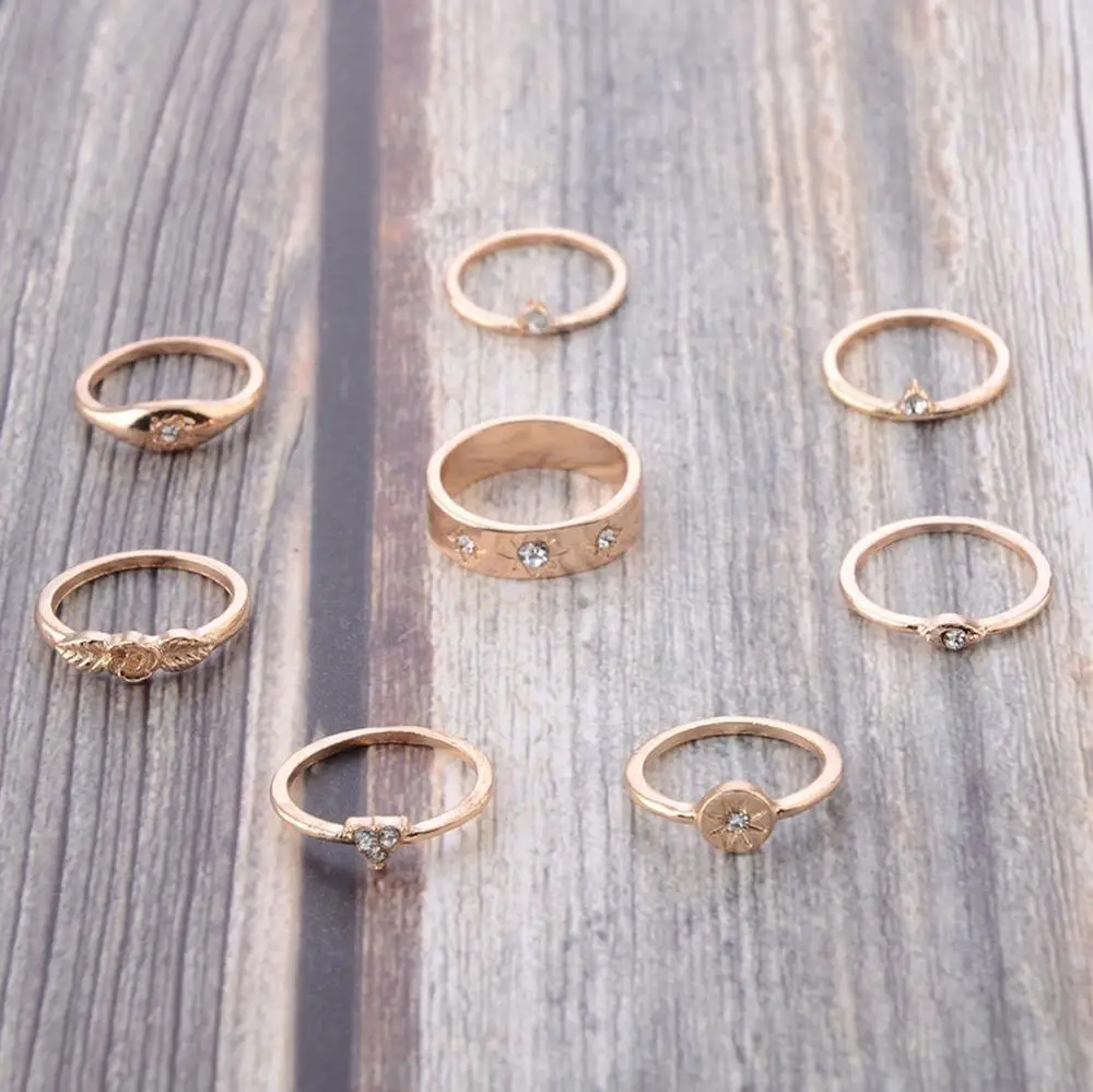 8 шт./компл. винтажные тотемные кольца для женщин Золотая Роза Свадебная