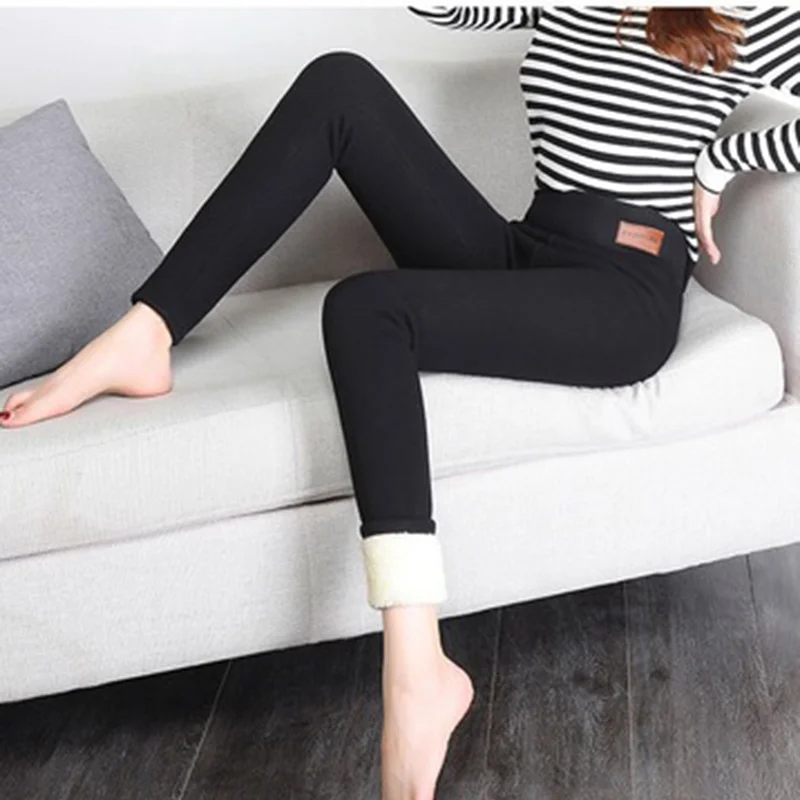 

Теплые леггинсы, зимние женские штаны для похудения, сексуальные черные брюки, обтягивающие леггинсы с высокой талией, флисовая женская мод...