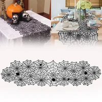 halloween spider web table runners black lace tablecloth halloween table decoration event party supplies 18 x 72 table cover
