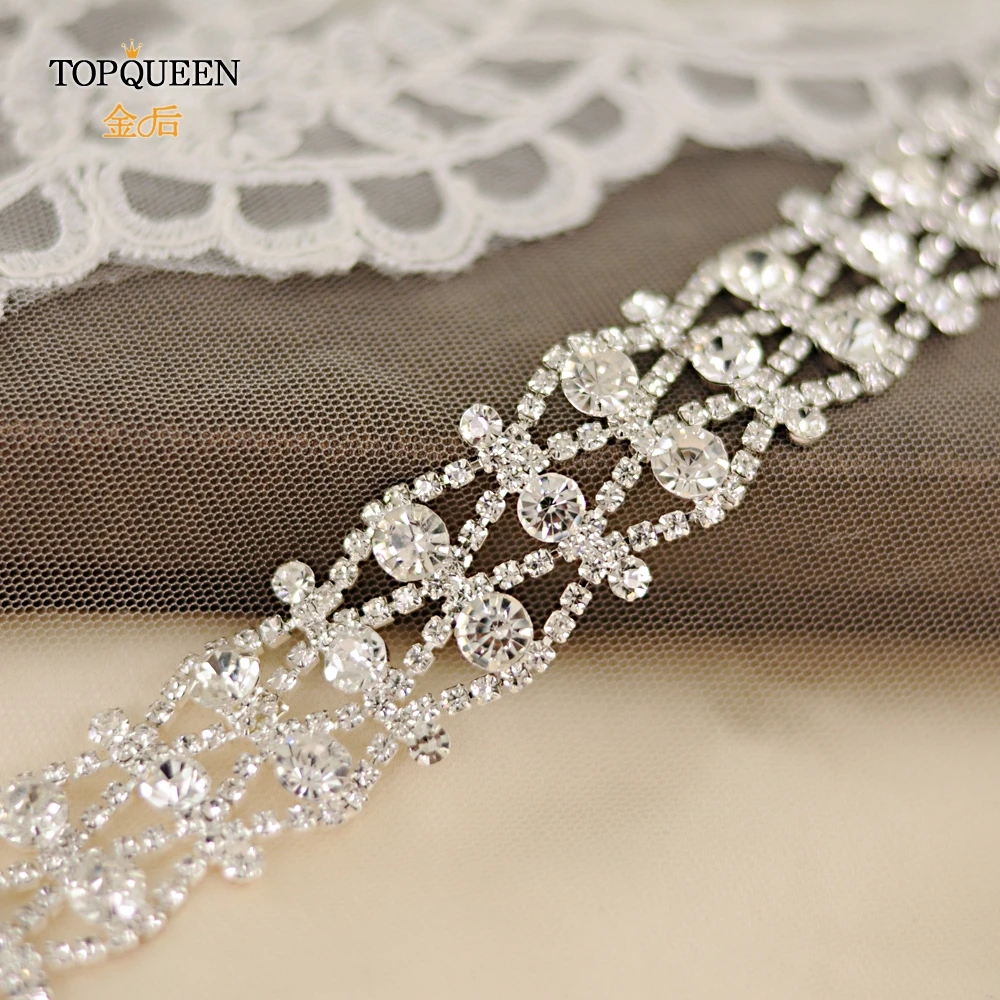 TOPQUEEN S414 серебристый/Золотой бриллиантовый ремень с блестками блестящее свадебное платье с поясом женский пояс из бисера Свадебные ремни