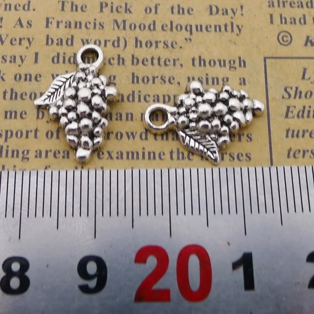 

300pcs Grape Charms 13mm x 18mm DIY Jewelry Making Pendant antique silver color