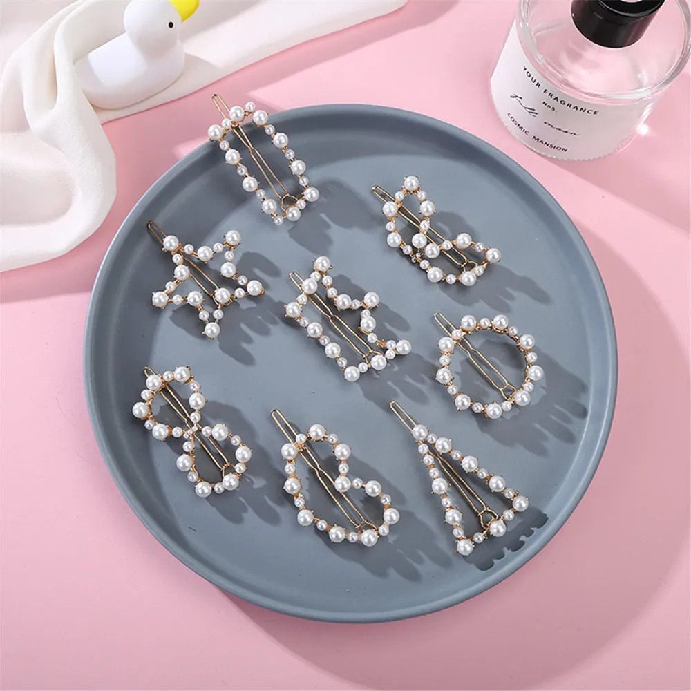 

1PC Popular Hairpins For Girls Fashion Imitiation Pearl Hair Clip Snap Barrettes Women Handmade Pearl Flowers Hair Accessories