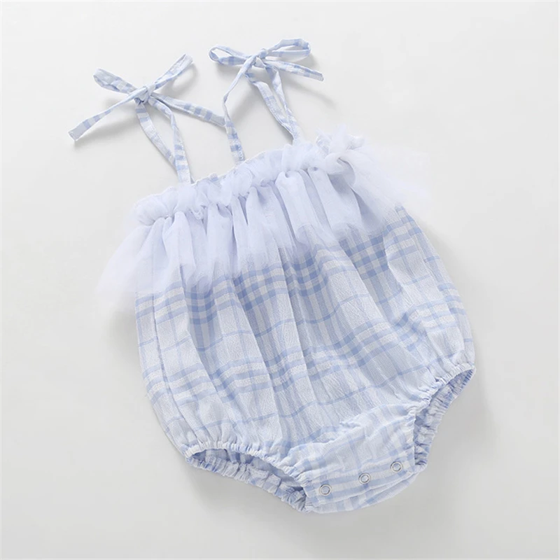 Лидер продаж детские клетчатые комбинезоны для девочек хлопковые Простые Летние