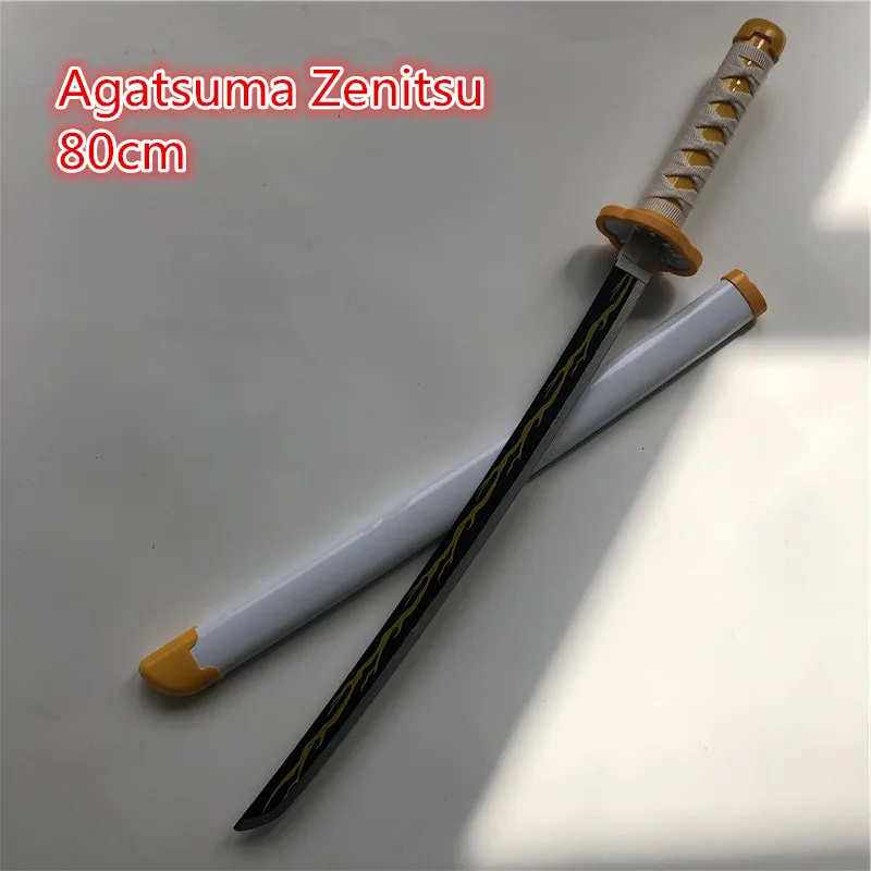 

80cm Kimetsu no Yaiba Sword Weapon Demon Slayer Agatsuma Zenitsu Kochou Shinobu Cosplay Sword Ninja Knife wood Weapon Prop
